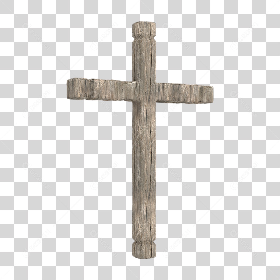 Elemento 3D Cruz de Madeira Religião PNG Transparente