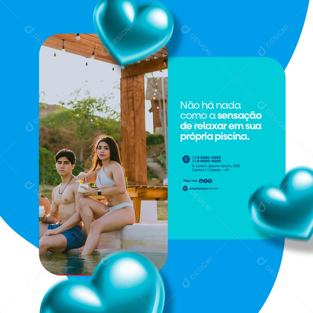 Loja de Piscinas Relaxar em sua própria piscina Social Media PSD Editável