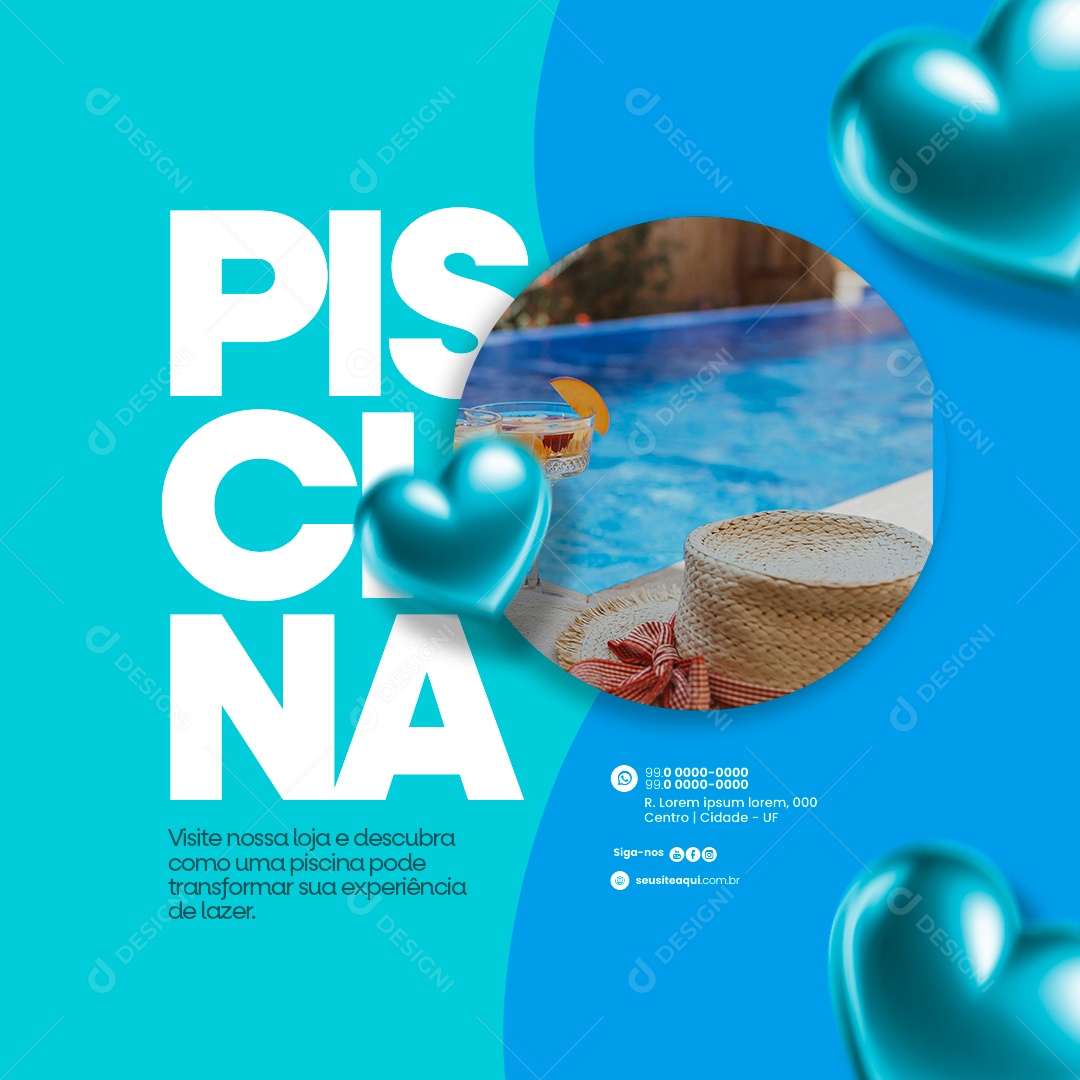 Loja de Piscinas Visite nossa loja Social Media PSD Editável