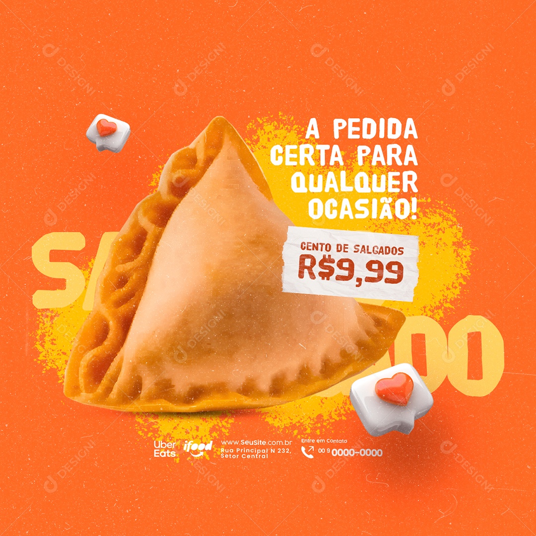 Salgateria Cento de Salgados A Pedida certa para qualquer ocasião Social Media PSD Editável
