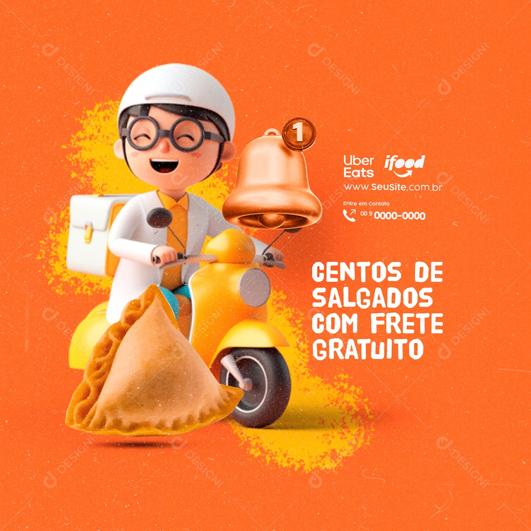 Salgateria Centos de Salgados com frente gratuito Social Media PSD Editável