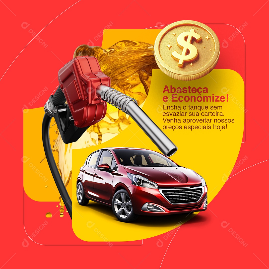 Posto de Gasolina Abasteça e Economize Encha o tanque Social Media PSD Editável