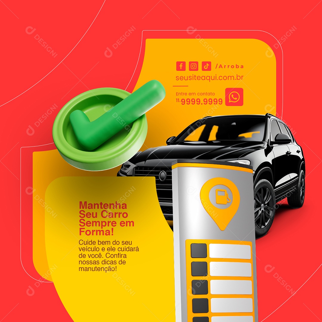 Posto de Gasolina Mantenha seu Carro Sempre em forma Social Media PSD Editável