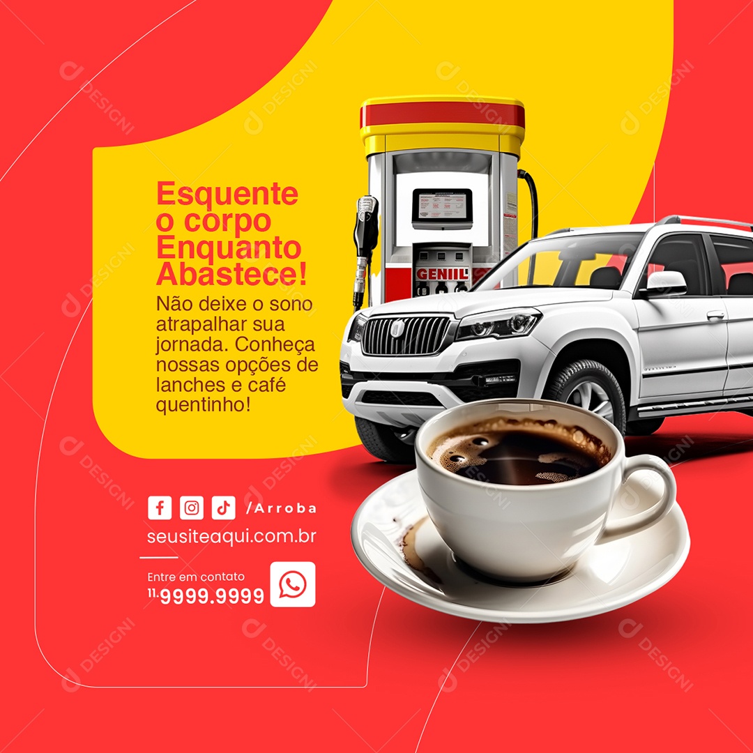Posto de Gasolina Esquente o corpo enquanto Abastece Social Media PSD Editável