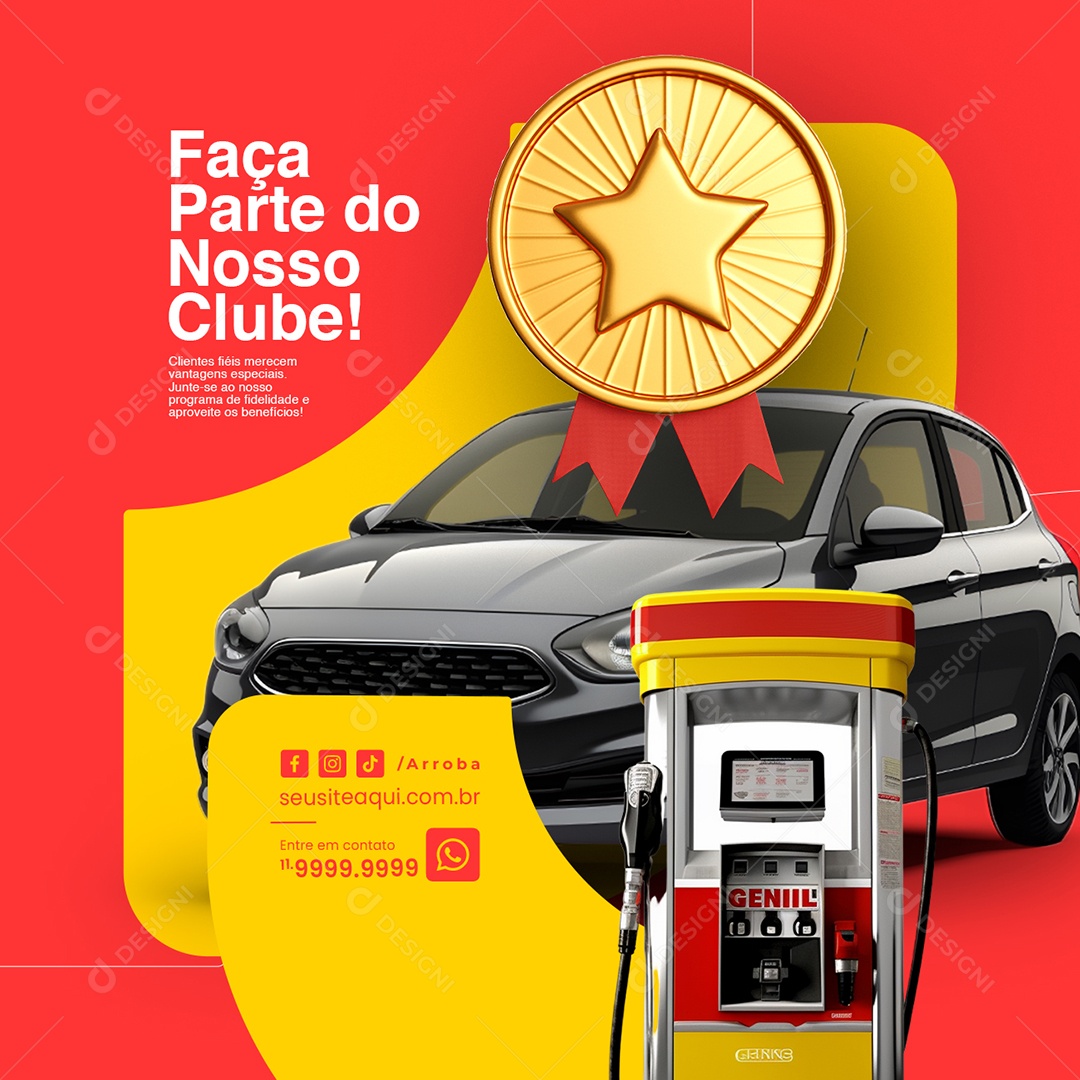 Posto de Gasolina Faça Parte do nosso Clube Social Media PSD Editável