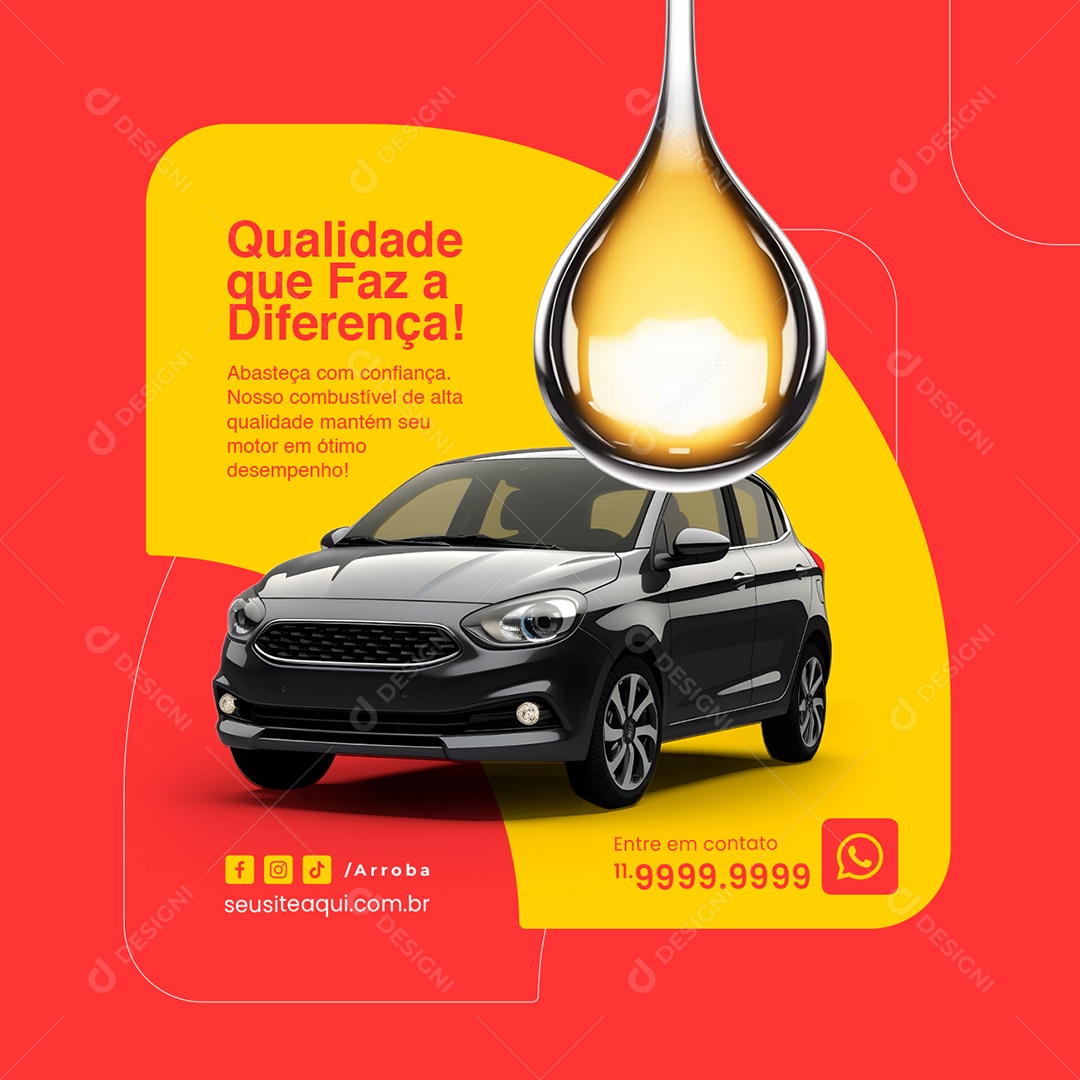 Posto de Gasolina Qualidade que Faz a Diferença Social Media PSD Editável