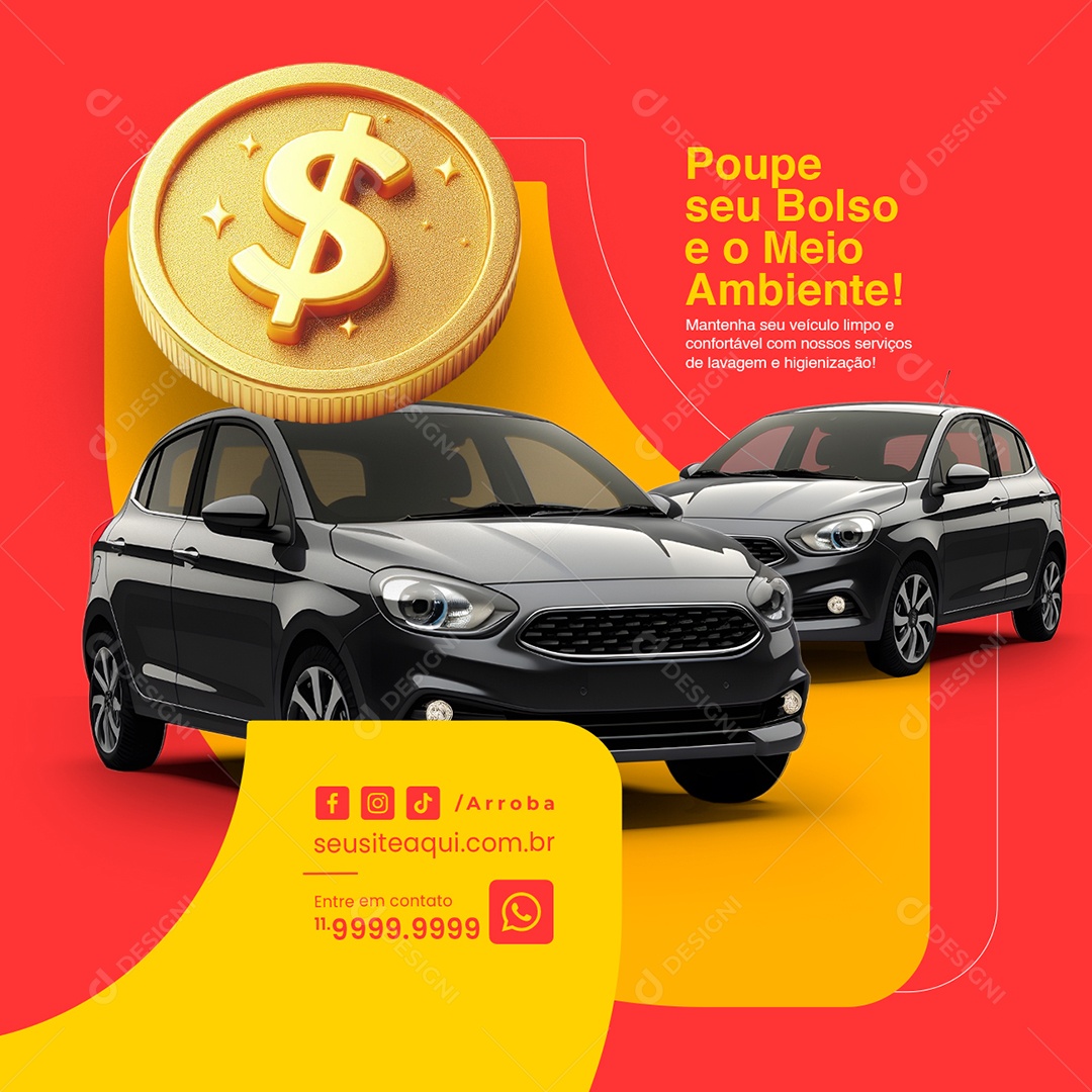 Posto de Gasolina Poupe seu Bolso e o Meio Ambiente Social Media PSD Editável