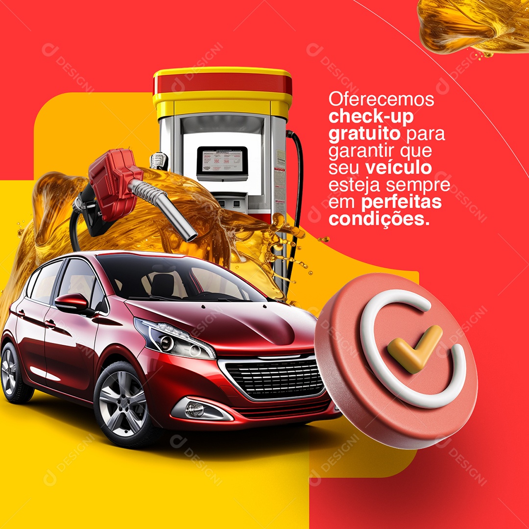 Posto de Gasolina Oferecemos check up gratuito Social Media PSD Editável