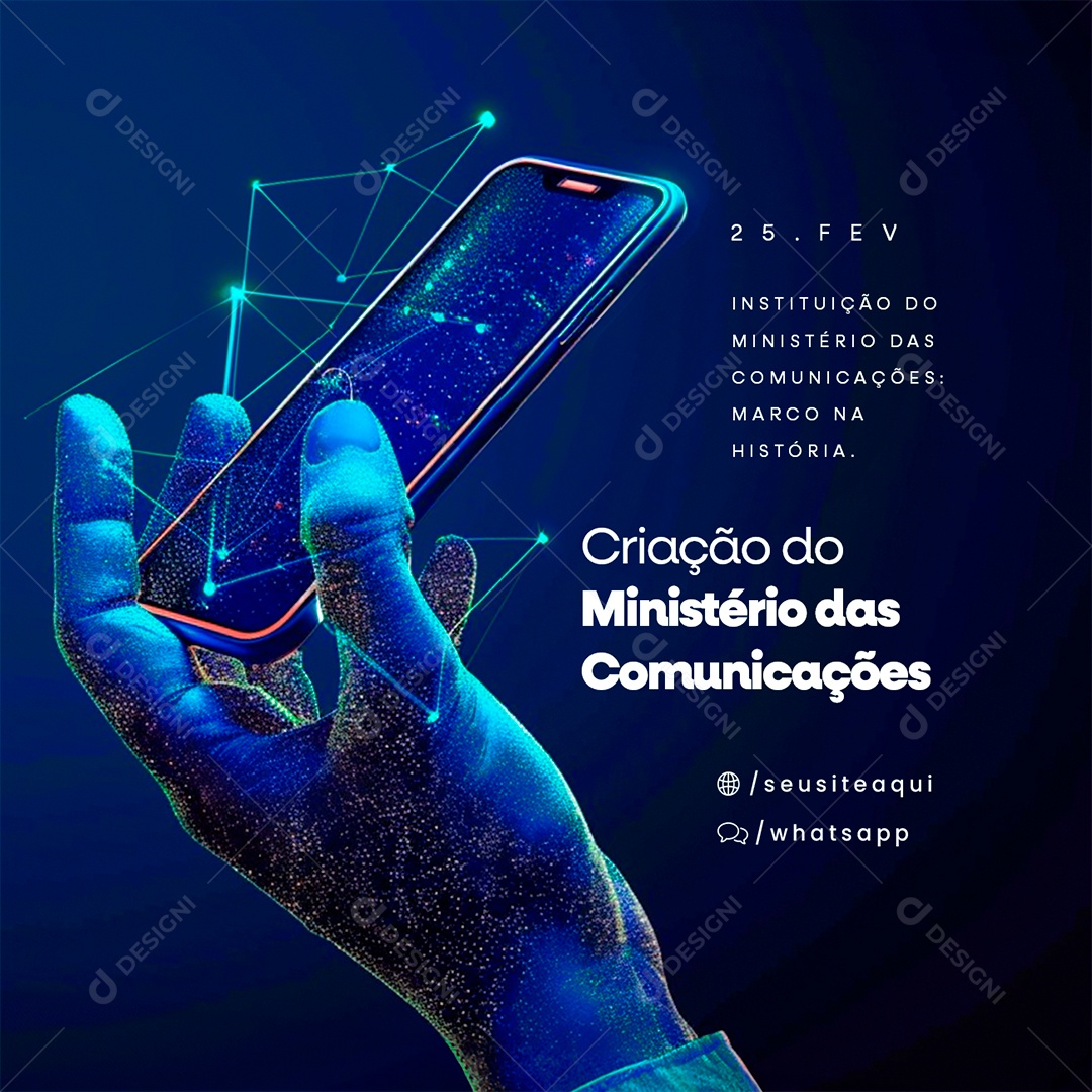 Social Media Dia da Criação do Ministério das Comunicações 25 De Fevereiro PSD Editável