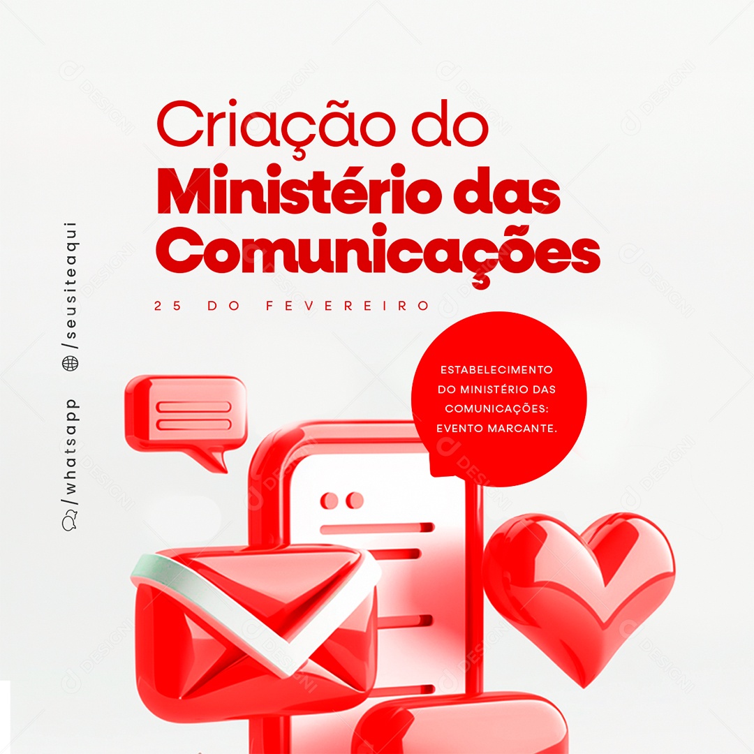 Dia da Criação do Ministério das Comunicações 25 De Fevereiro Social Media PSD Editável