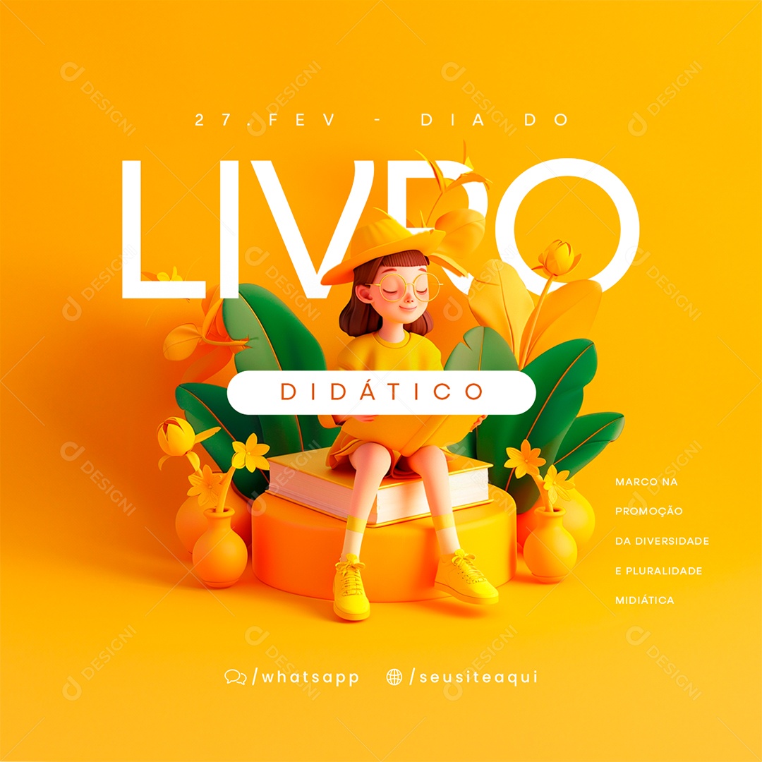 Dia do Livro Didático 27 De Fevereiro Marco na promoção Social Media PSD Editável