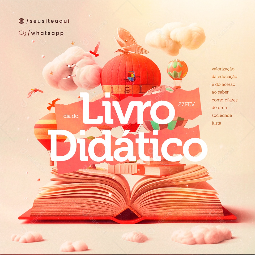 Dia do Livro Didático 27 De Fevereiro valorização da educação Social Media PSD Editável