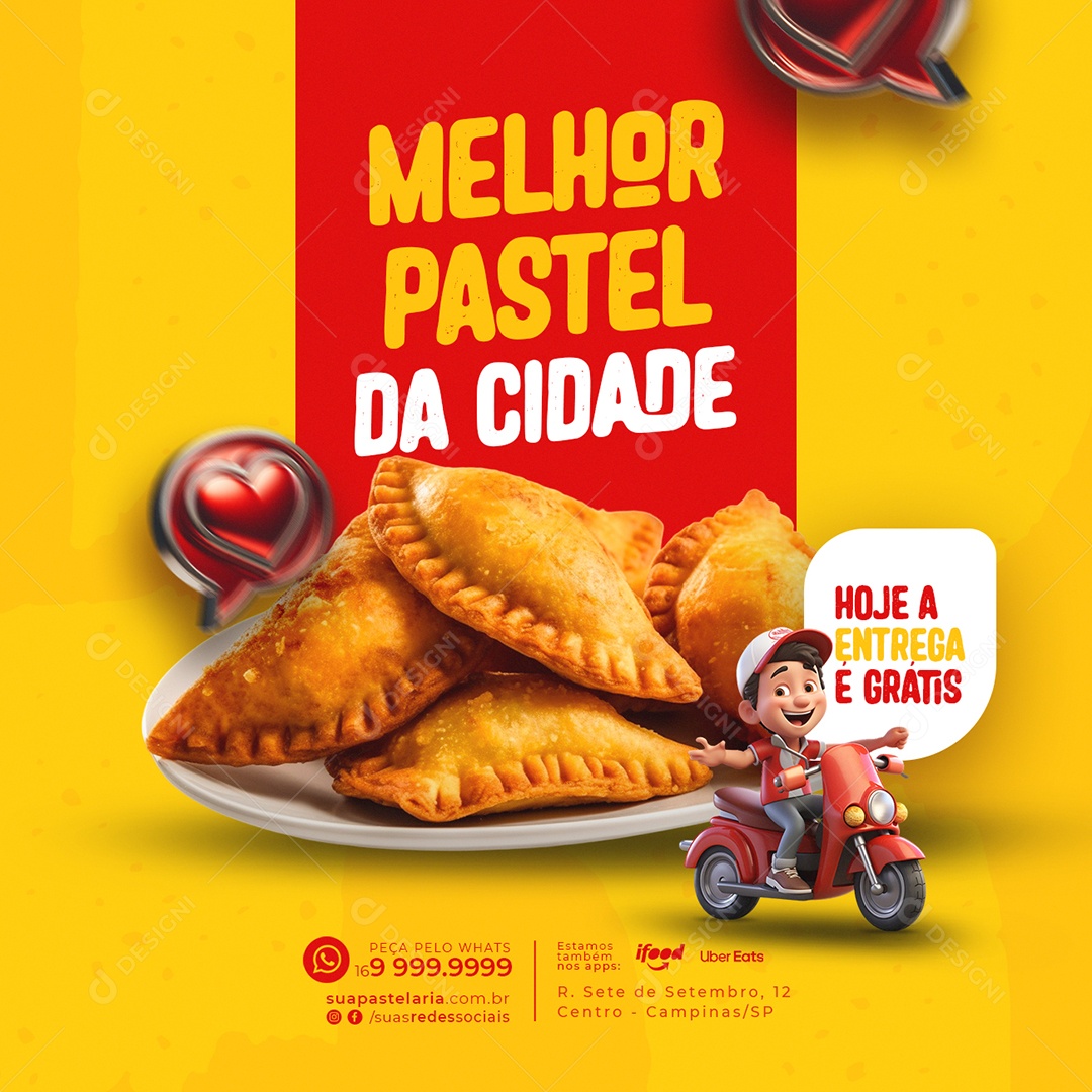 Pastelaria Melhor Pastel da Cidade Social Media PSD Editável