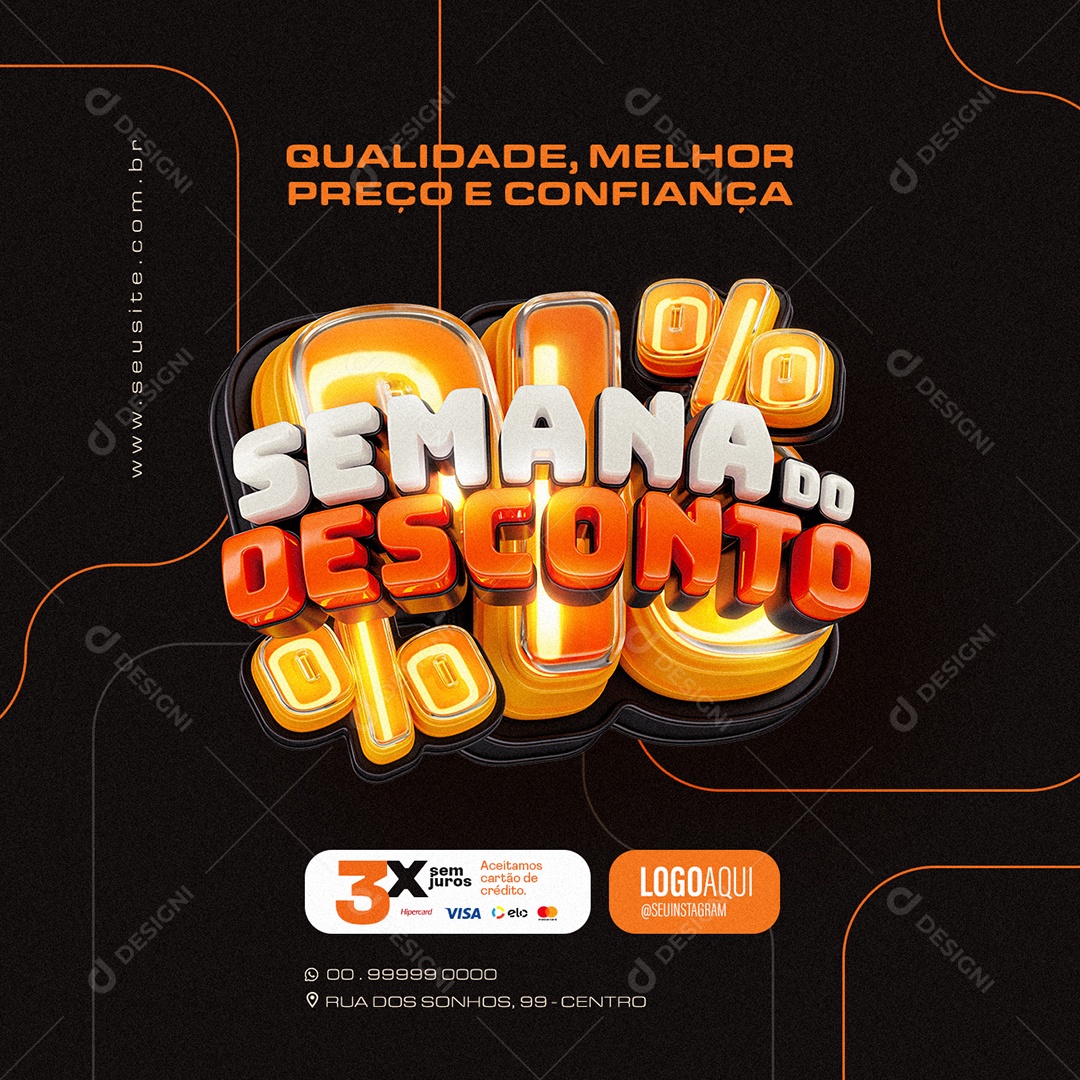 Semana do Desconto Loja de Celulares Qualidade melhor preço Social Media PSD Editável