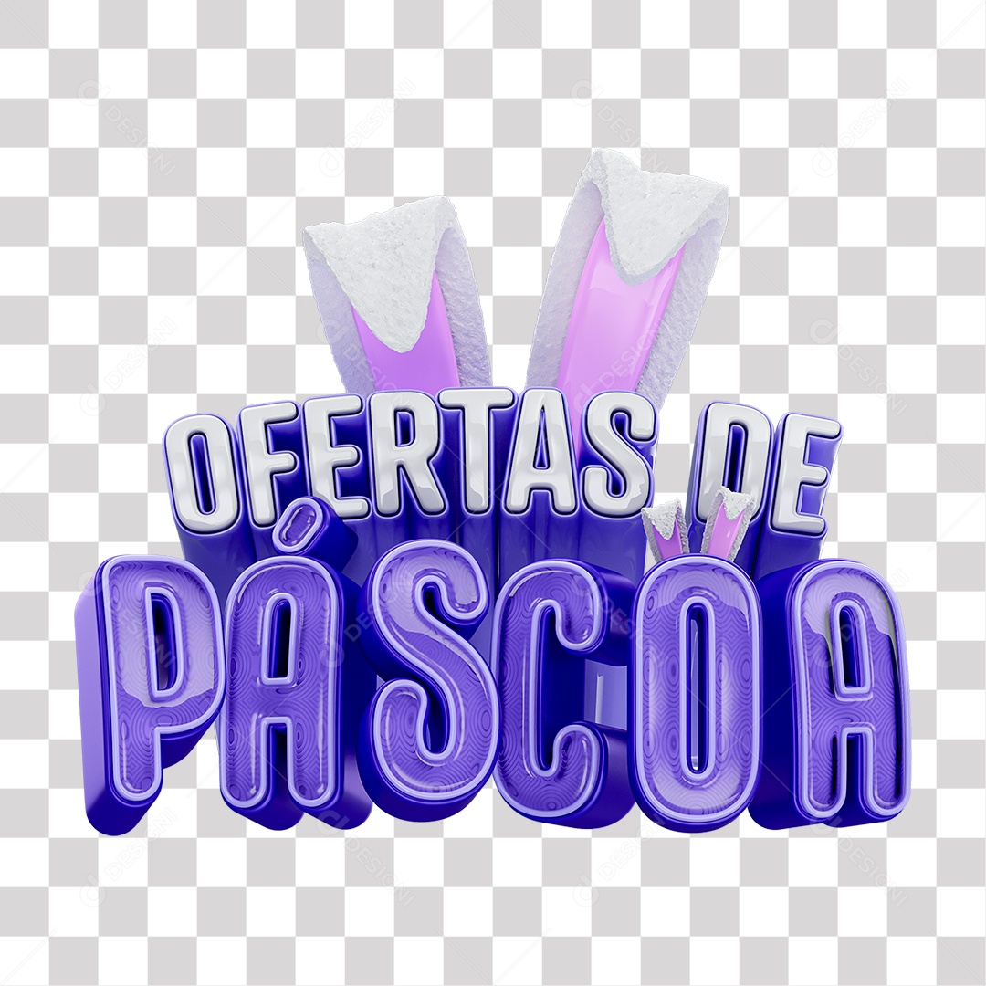 Ofertas de Páscoa Selo 3D Branco e Roxo para Composição PNG Transparente