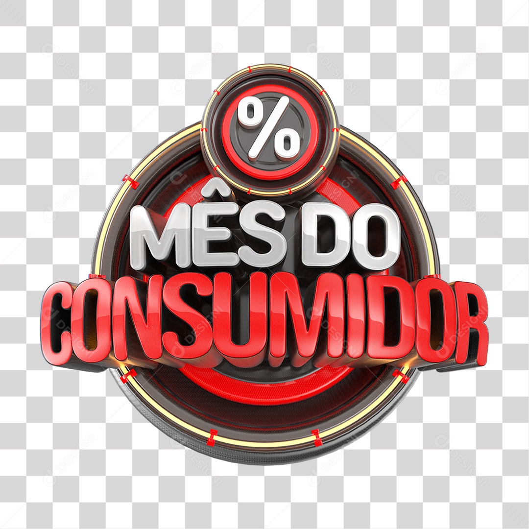 Selo 3D Mês do Consumidor PNG Transparente