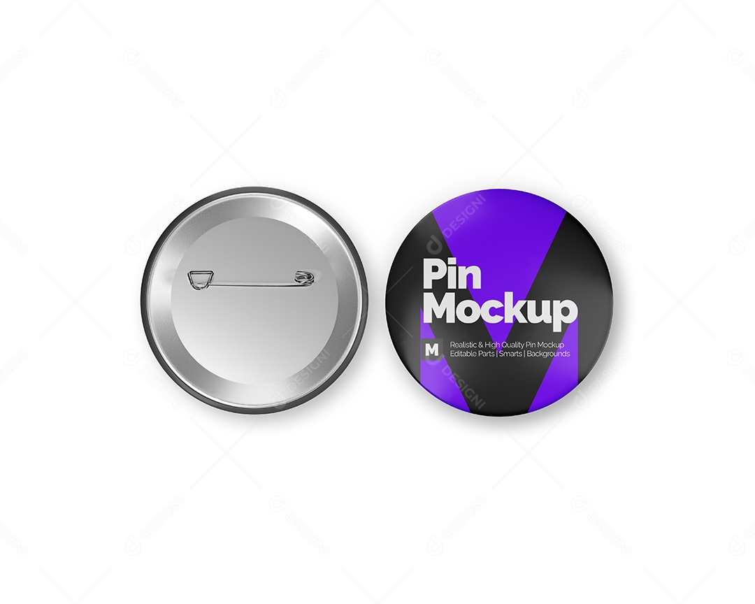 Broches Frente e Verso Mockup PSD Editável