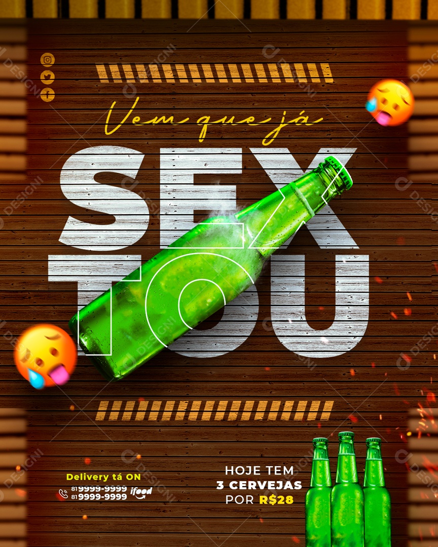 Vem que Já Sextou Hoje tem mais Cervejas Social Media PSD Editável