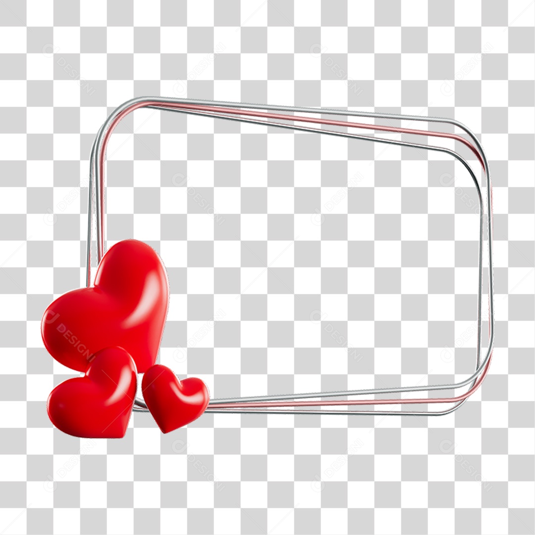 Moldura Metal Coração PNG Transparente