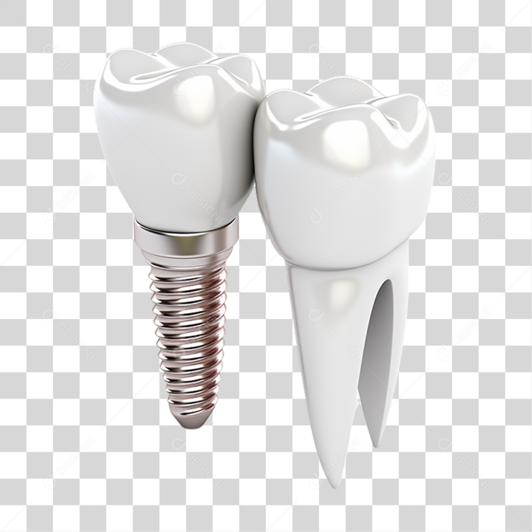 Elemento 3D Dente Branco PNG Transparente