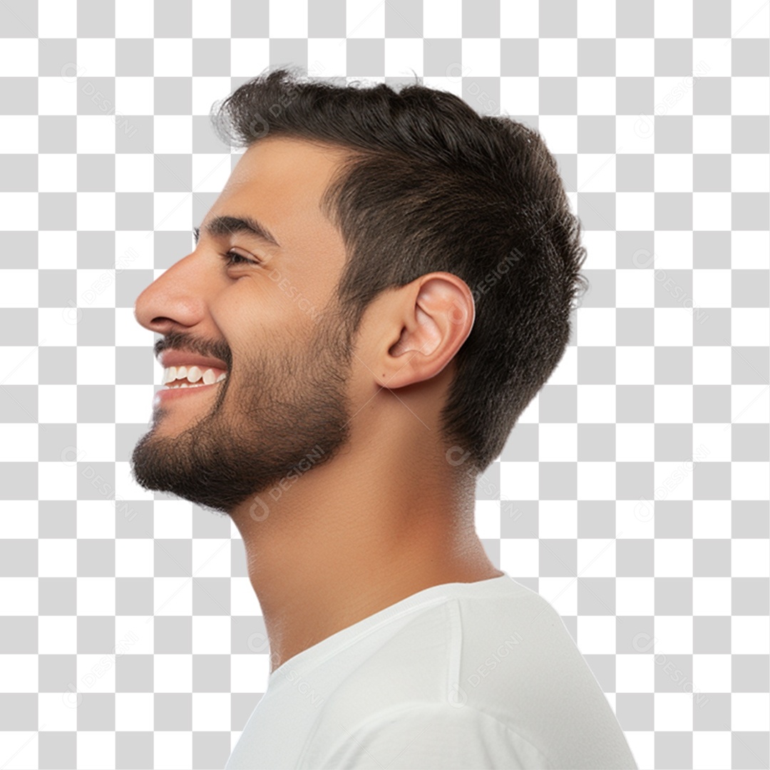 Homem de Lado Sorrindo PNG Transparente