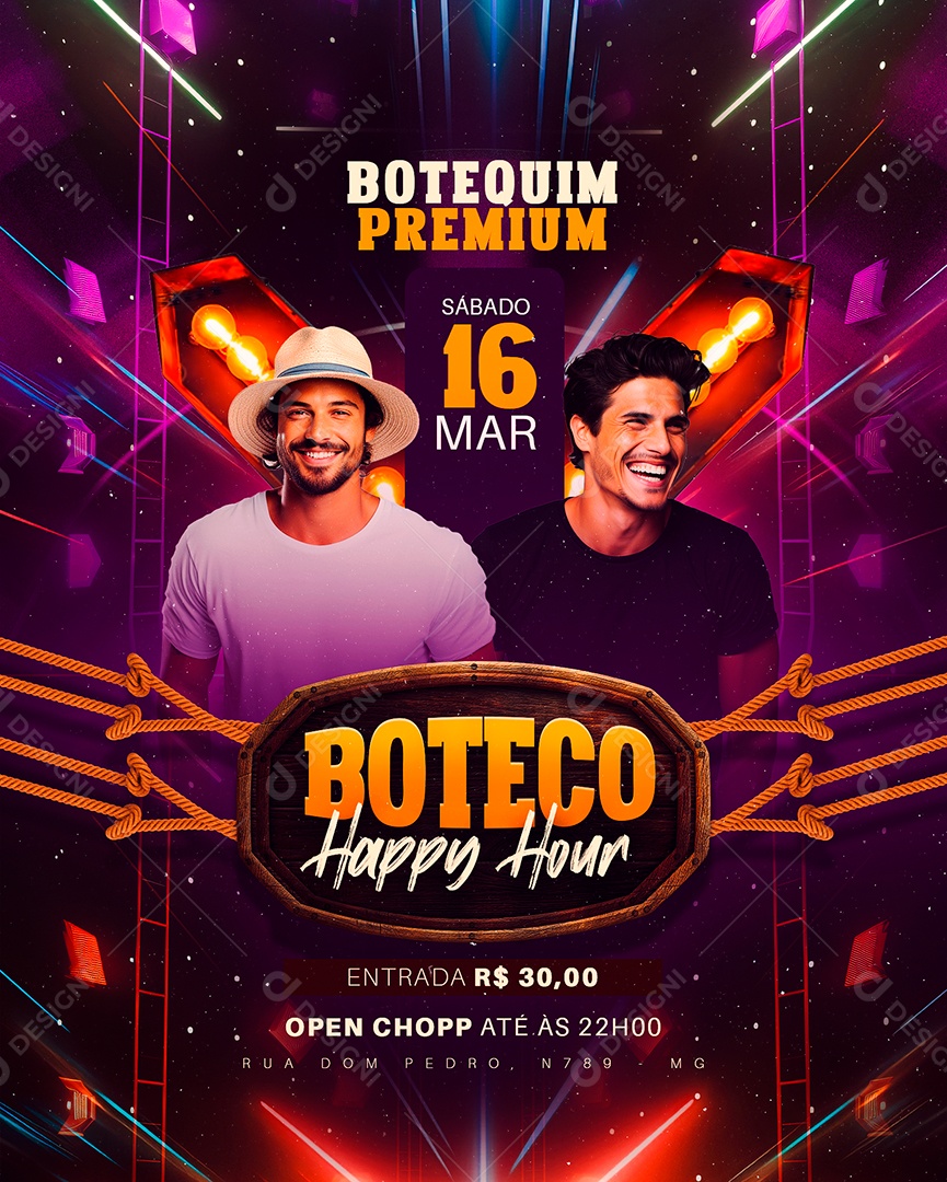 Flyer Botequim Premium Boteco Happy Hour Social Media PSD Editável