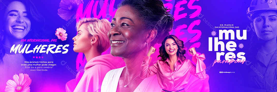 Carrossel Dia Internacional das Mulheres 8 de Março Parabéns Social Media PSD Editável