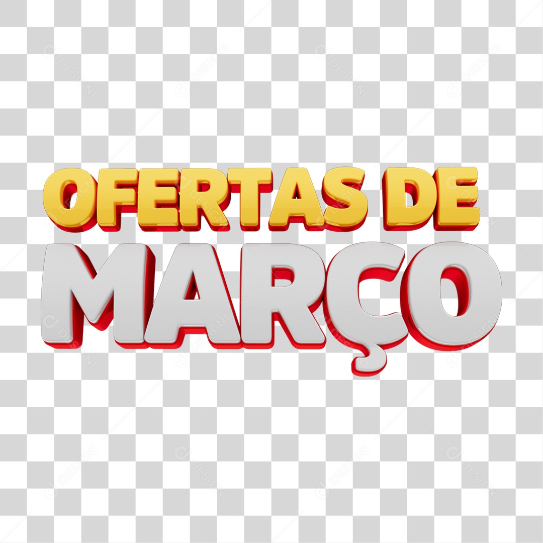 Texto 3D Ofertas de Março PNG Transparente