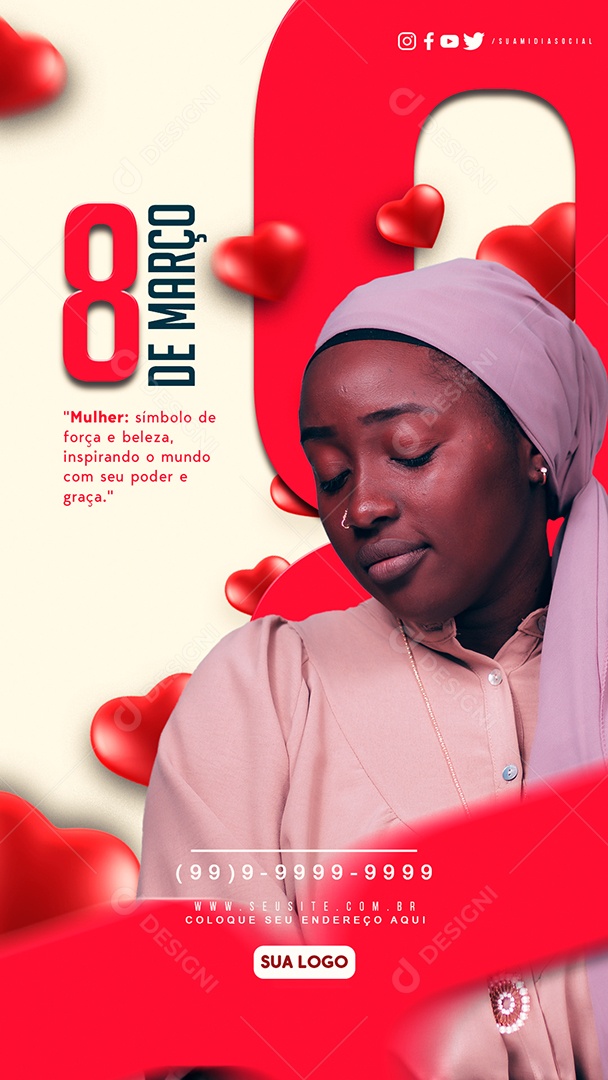 Story Dia Internacional das Mulheres 8 De Março Símbolo de força e beleza Social Media PSD Editável