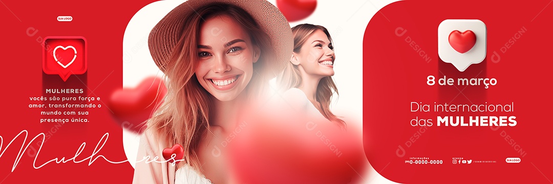 Banner Dia Internacional das Mulheres 8 de março Social Media PSD Editável