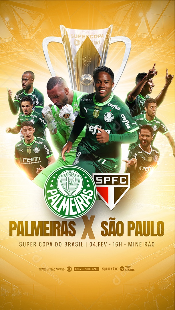 Story Jogo Super Copa do Brasil Palmeiras x São Paulo Social Media PSD Editável