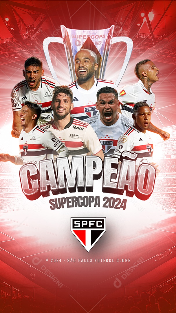 Story Campeão Supercopa 2024 São Paulo Social Media PSD Editável