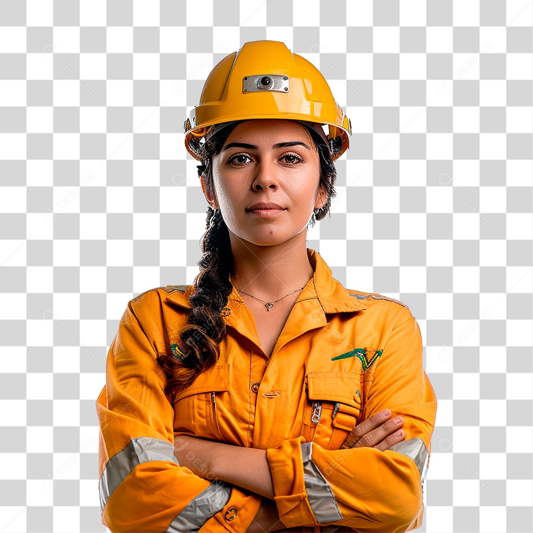 Mulher de Uniforme e Capacete de Proteção PNG Transparente