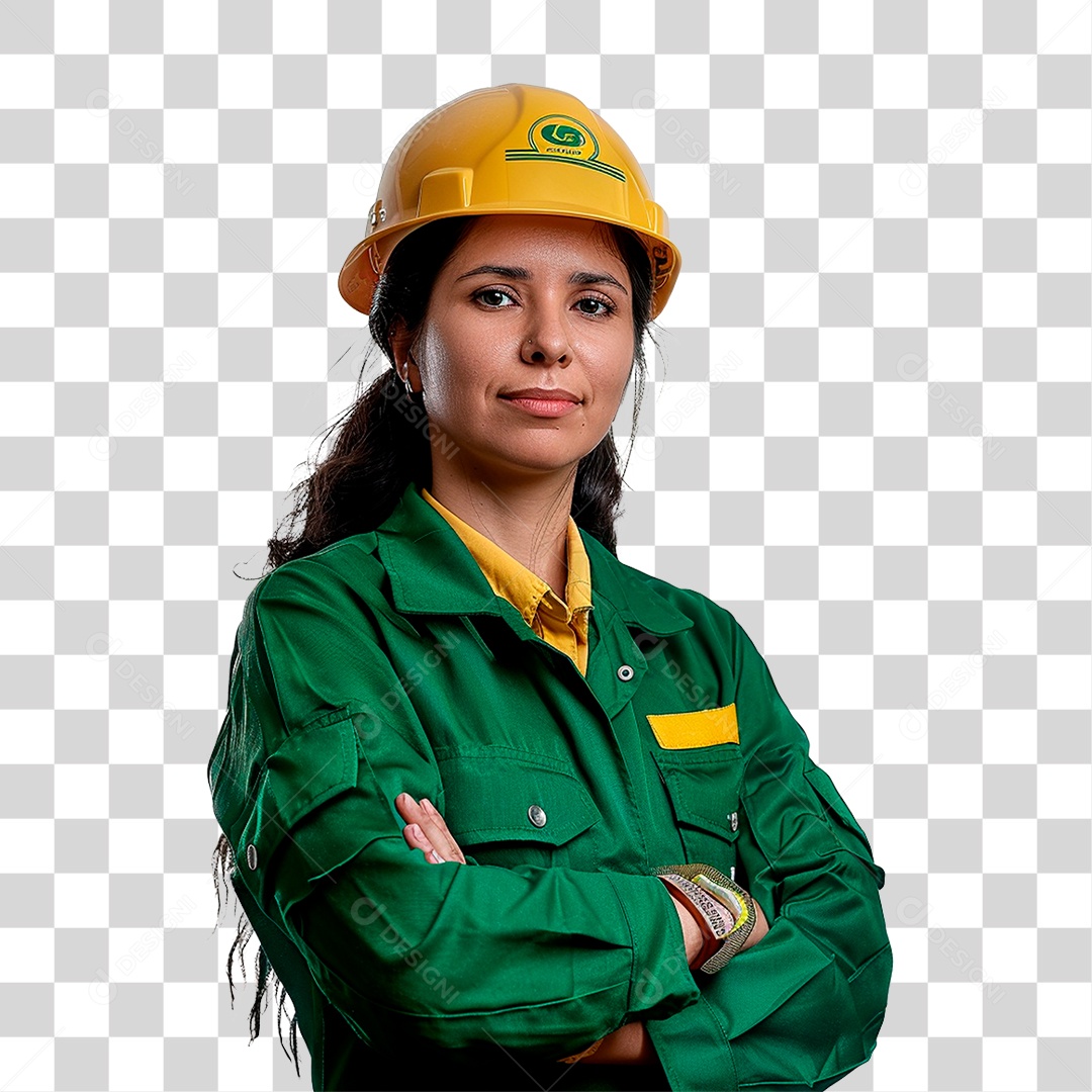 Mulher de Uniforme e Capacete de Proteção PNG Transparente