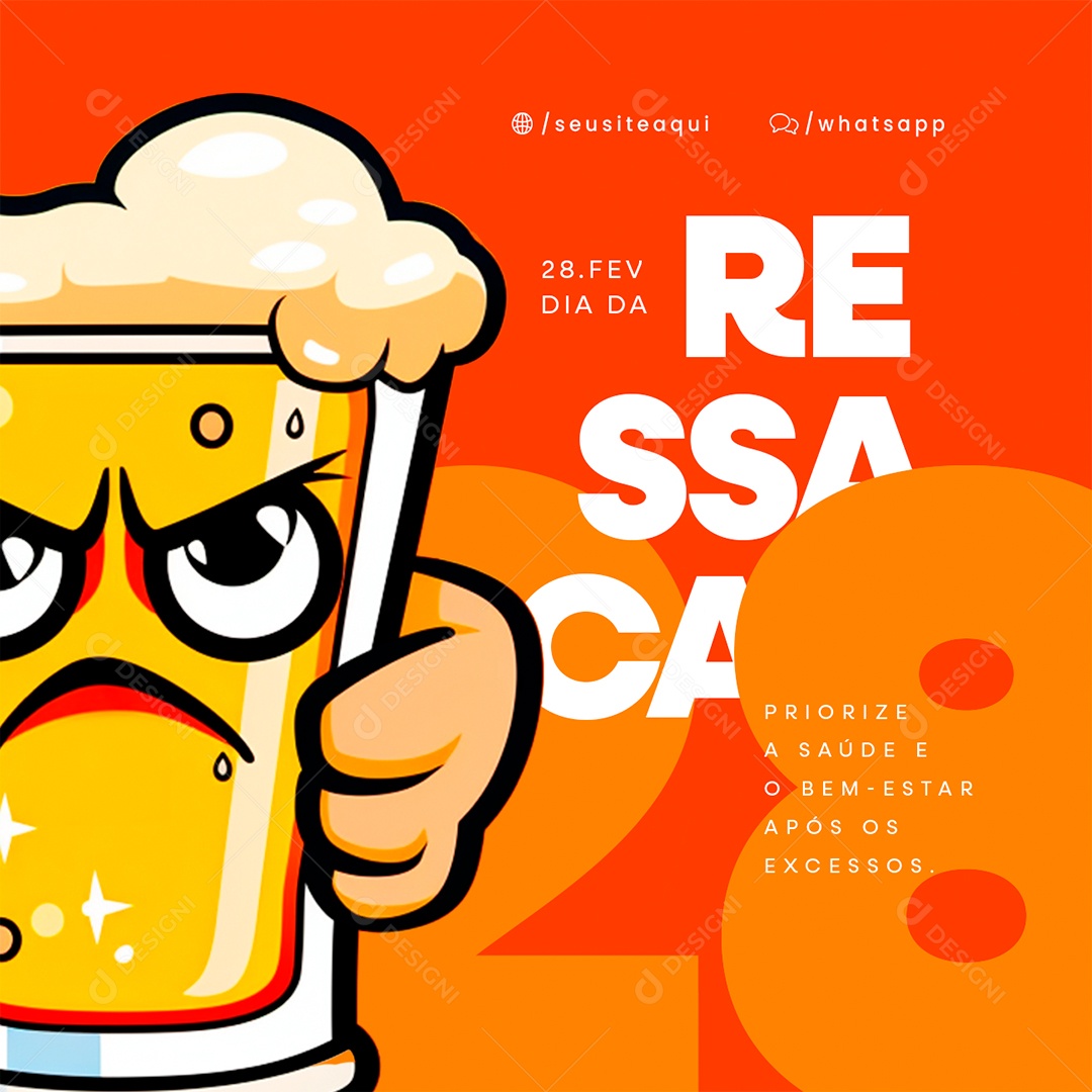 Dia da Ressaca 28 De Fevereiro Priorize a Saúde e o Bem Estar Social Media PSD Editável