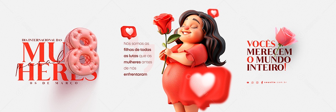 Social Media Carrossel Dia Internacional Das Mulheres 08 De Março PSD Editável