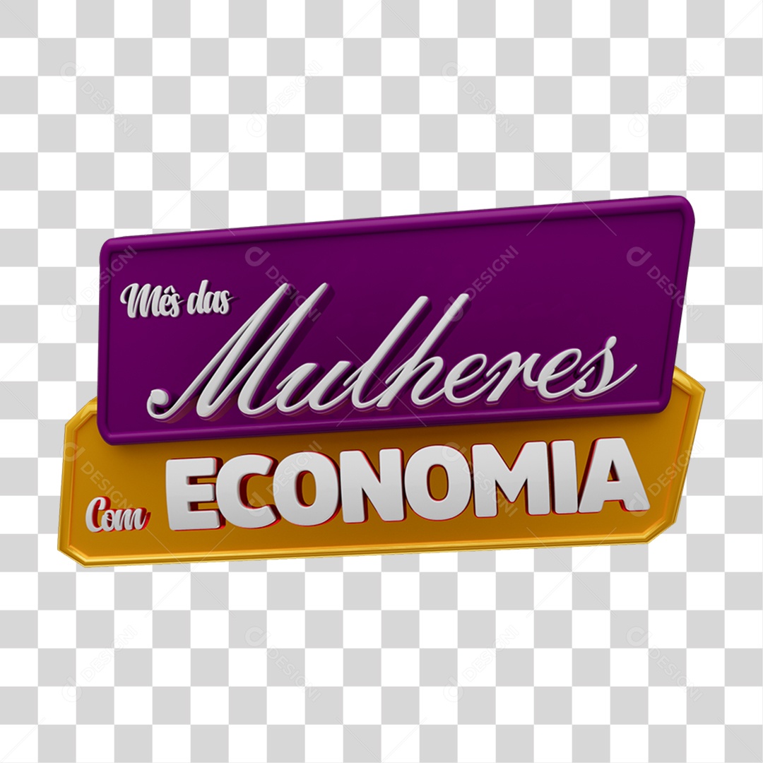 Selo 3D Mês das Mulheres com Economia PNG Transparente