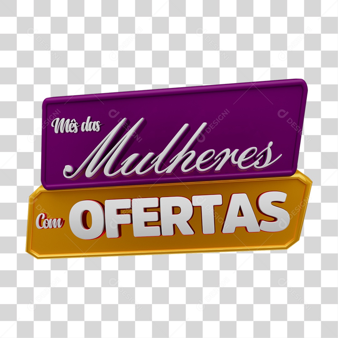 Selo 3D Mês das Mulheres com Ofertas PNG Transparente