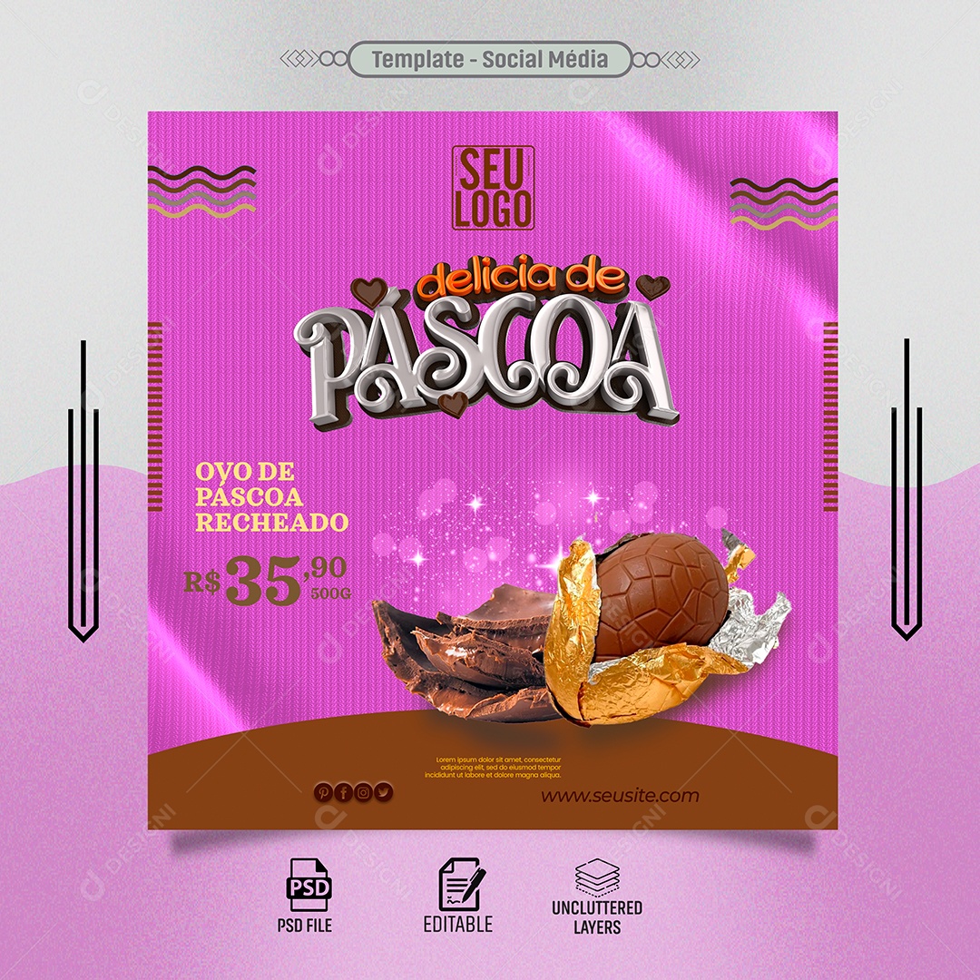 Feed Delicia de Páscoa Ovos Recheado 35,90 500 G Social Media PSD Editável