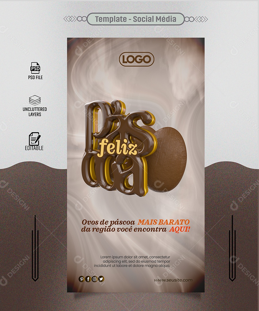 Feliz Páscoa Ovos mais Baratos da Região Você Encontra Aqui Social Media PSD Editável