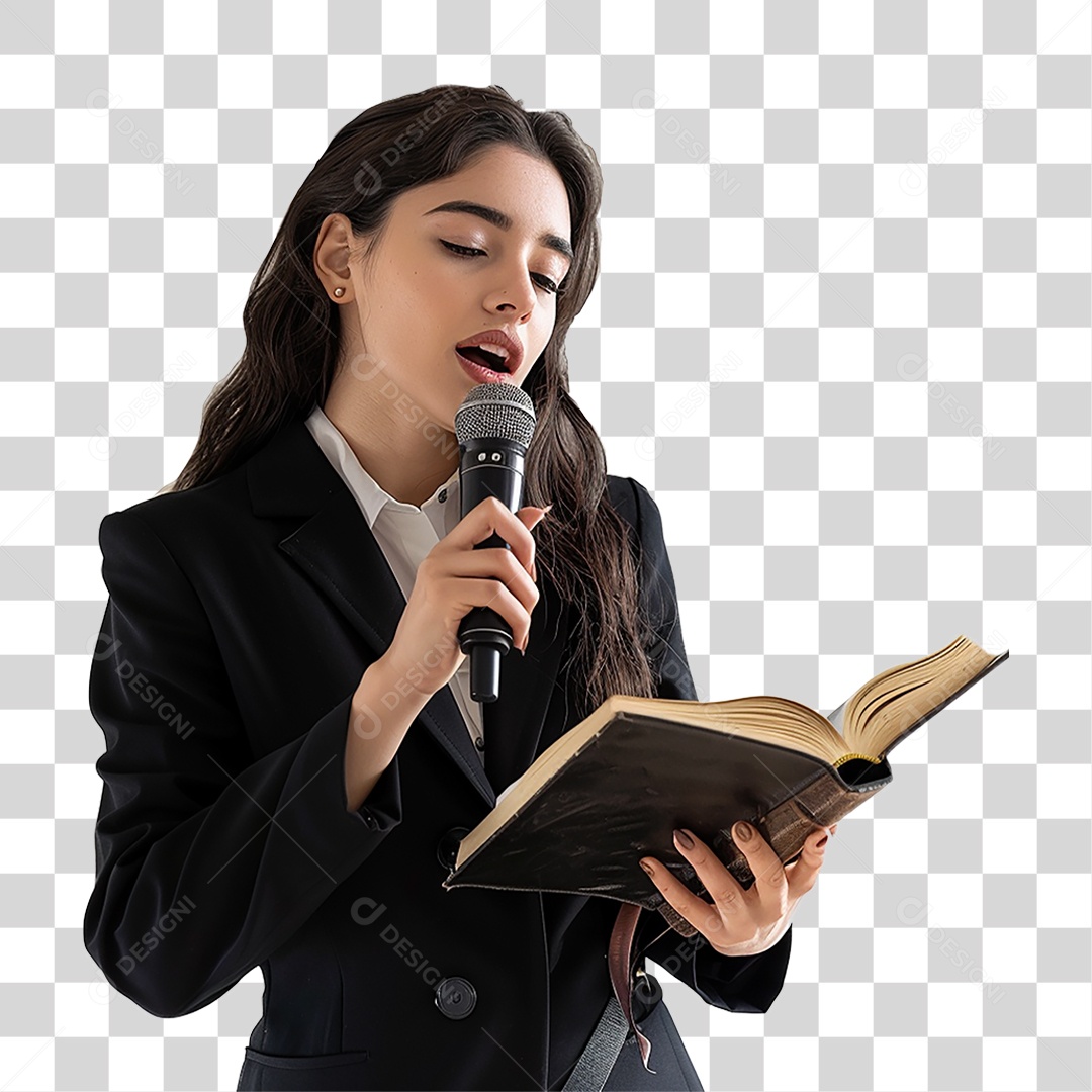 Pastora Cantando Cultos PNG Transparente