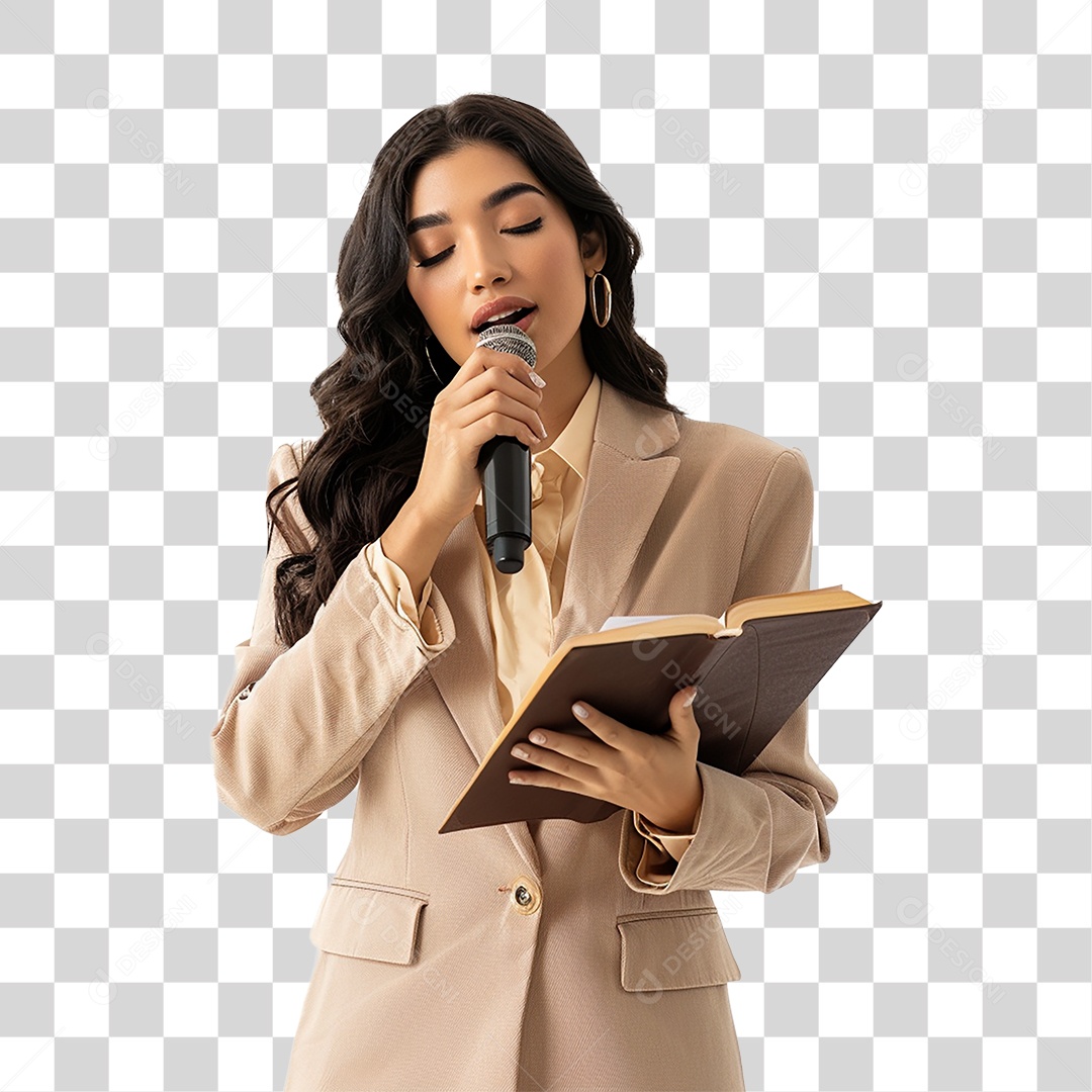 Pastora Cantando Cultos PNG Transparente