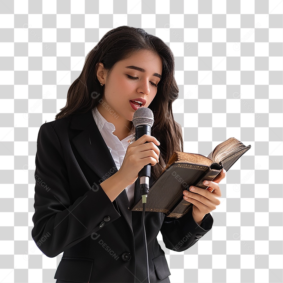 Pastora Cantando Cultos PNG Transparente