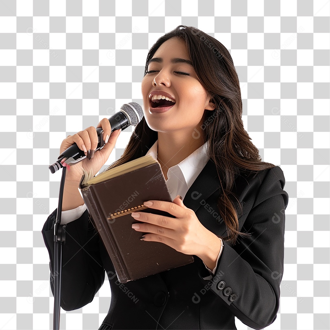 Pastora Cantando Cultos PNG Transparente