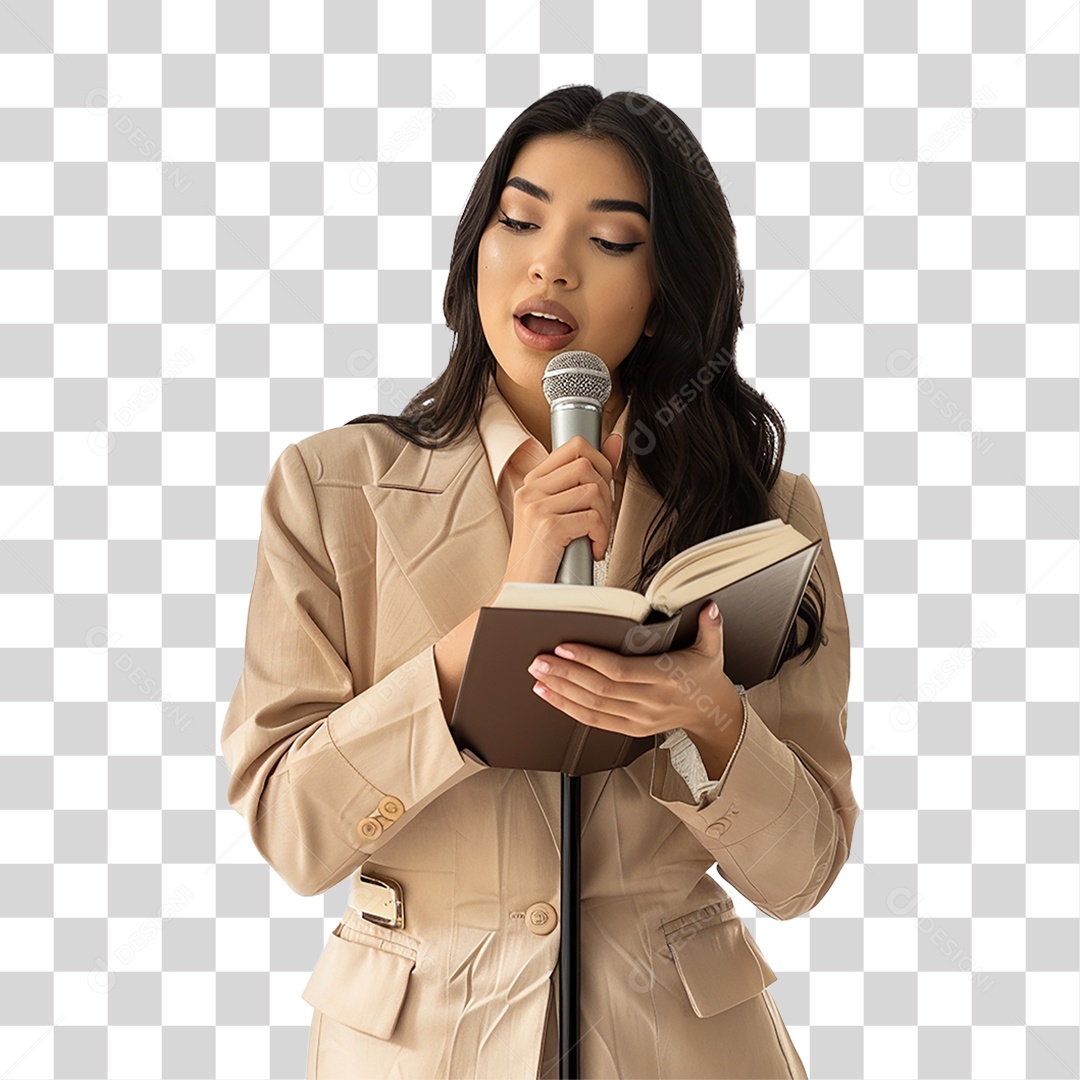 Pastora Cantando Cultos PNG Transparente