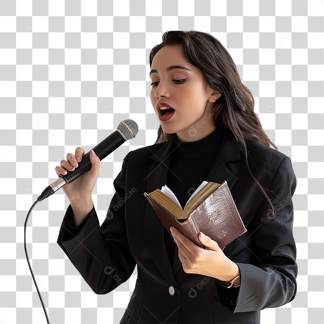 Pastora Cantando Cultos PNG Transparente