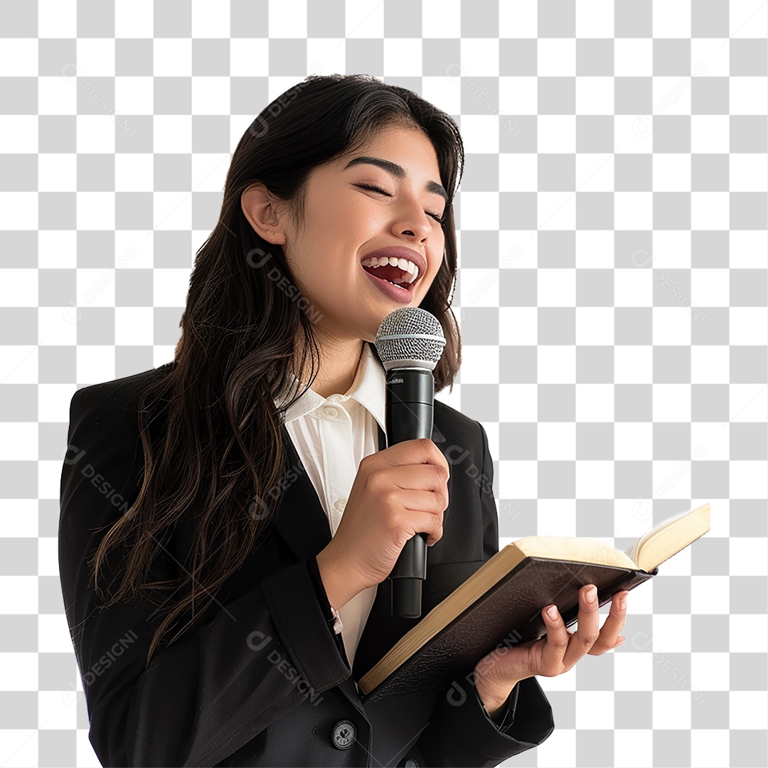 Pastora Cantando Cultos PNG Transparente