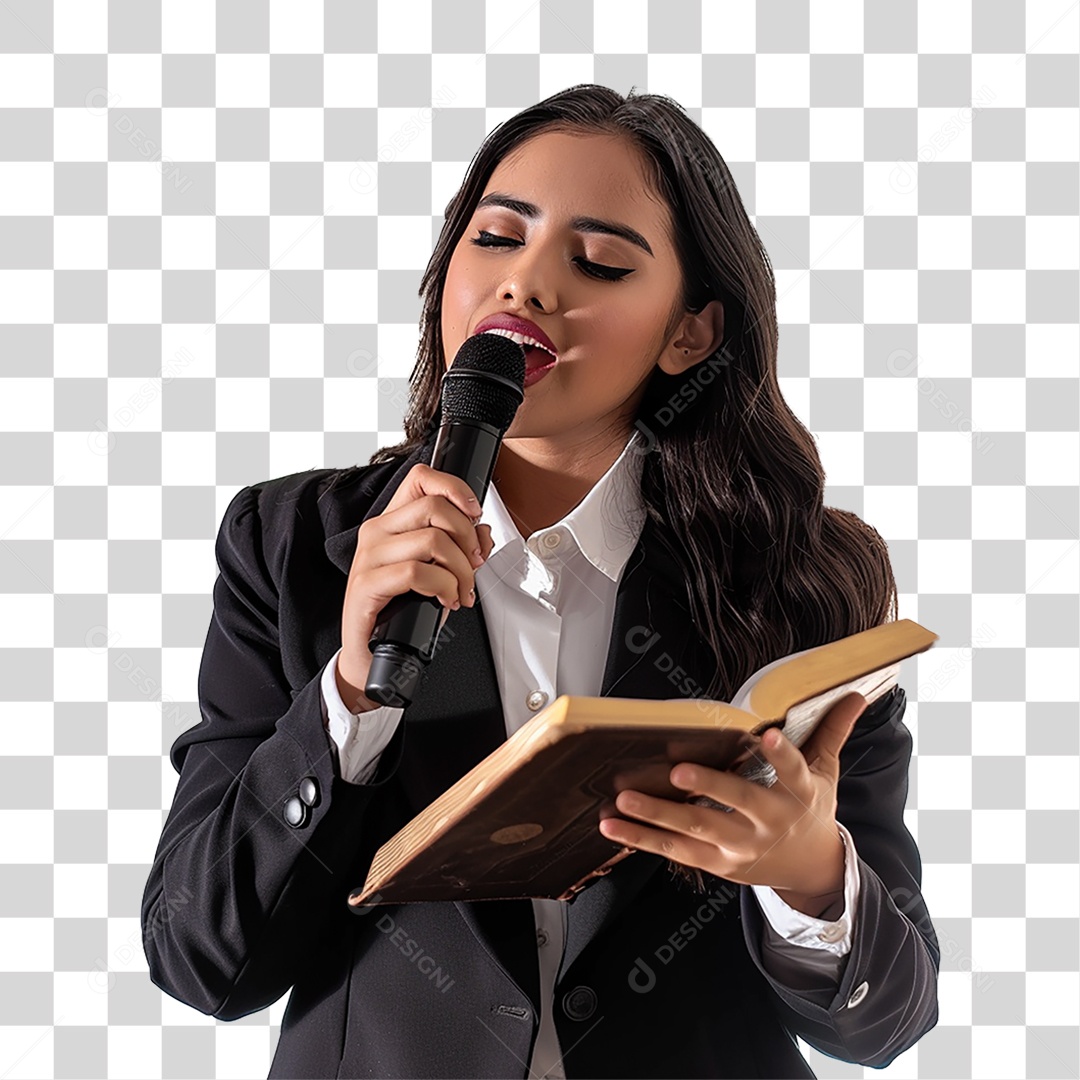 Pastora Cantando Cultos PNG Transparente