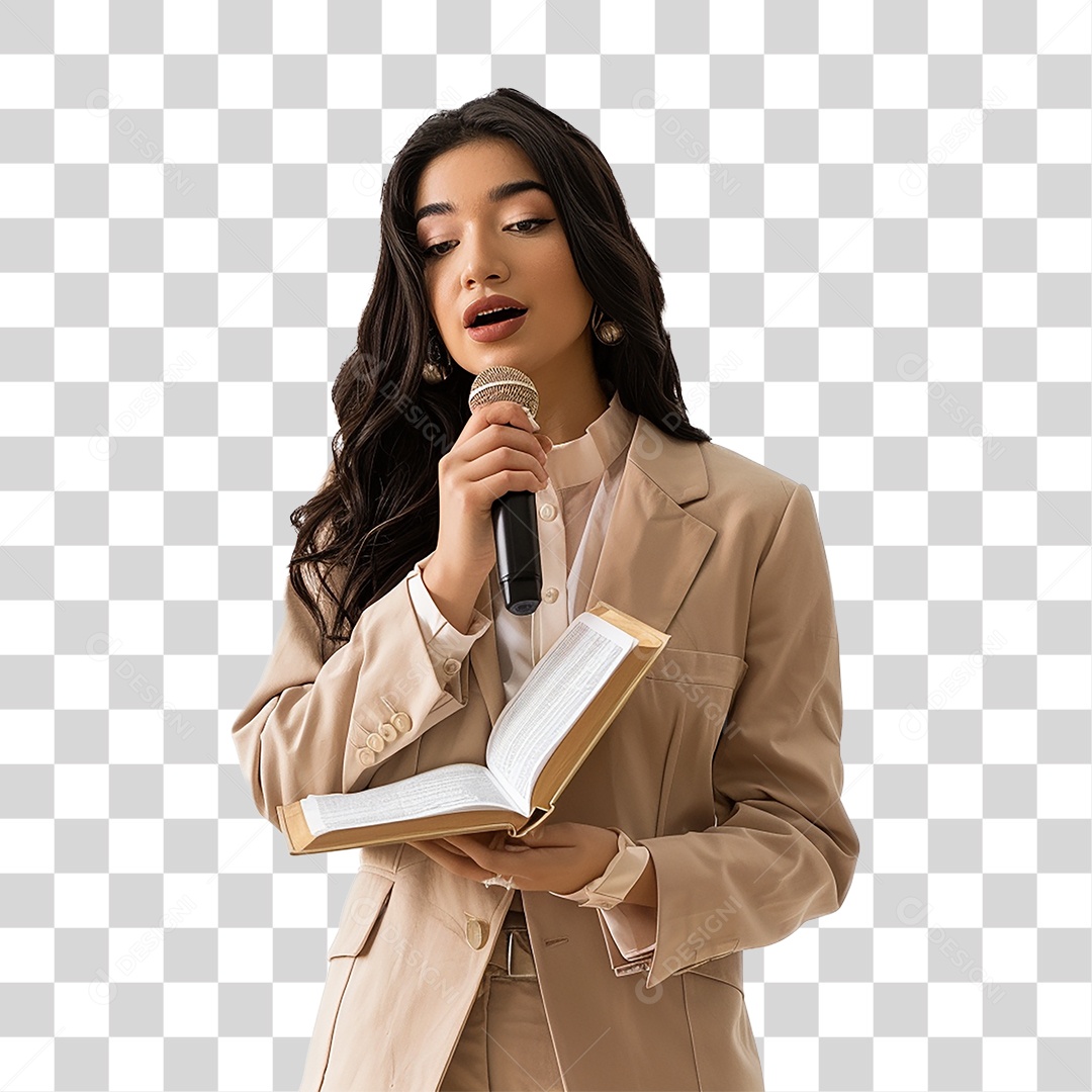 Pastora Cantando Cultos PNG Transparente