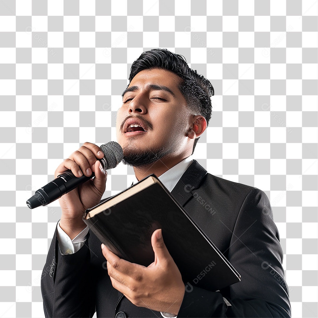 Pastor Cantando Cultos PNG Transparente